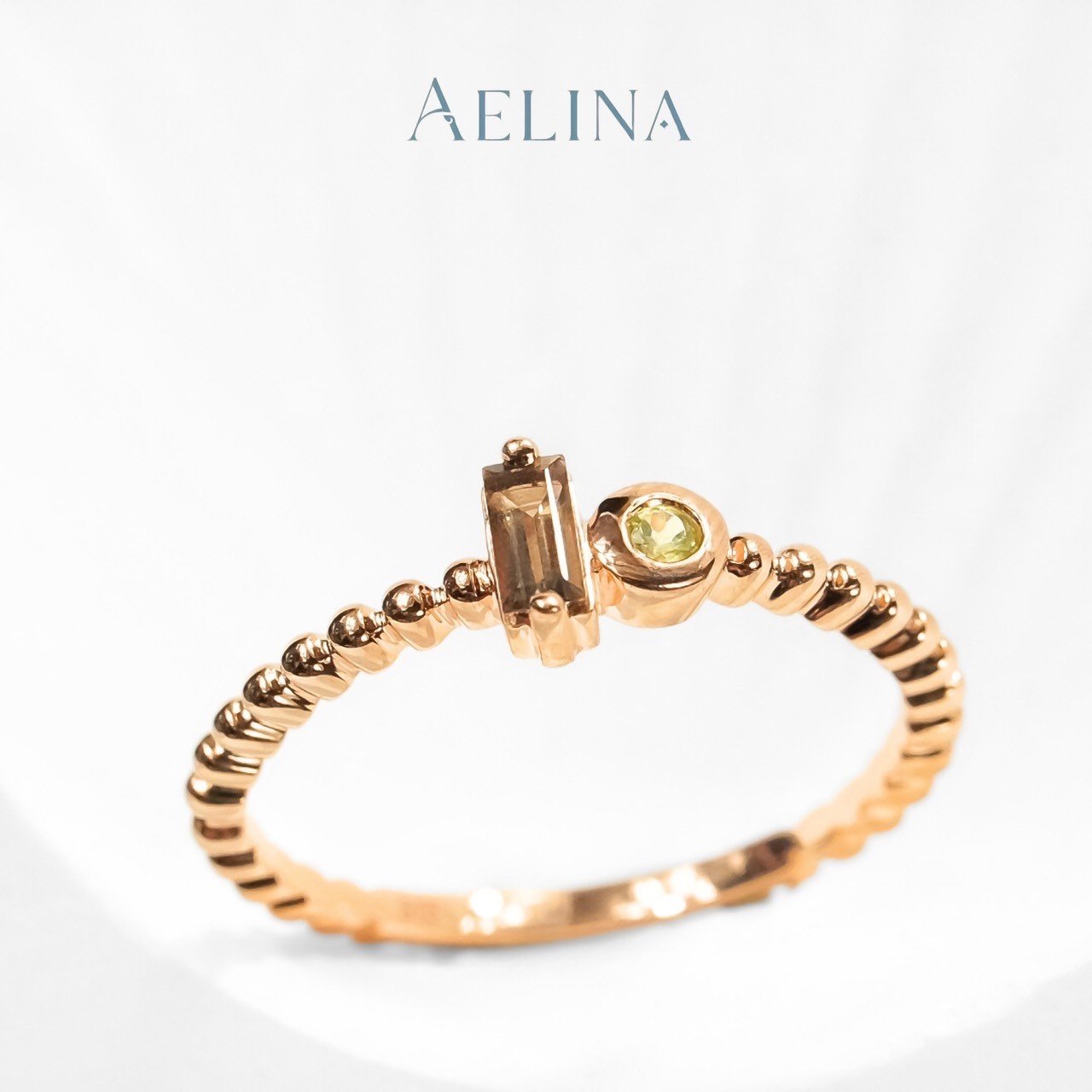 Smoky quartz + Green sapphire