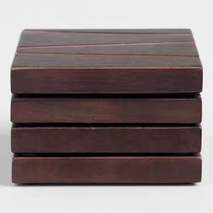 Modern ahşap kare bardak altı S/4, ahşap bardak altlığı takımı/4 kare şekli ve Metal soyulmuş kakma tasarımı ile hilal el sanatları - Product Image 1