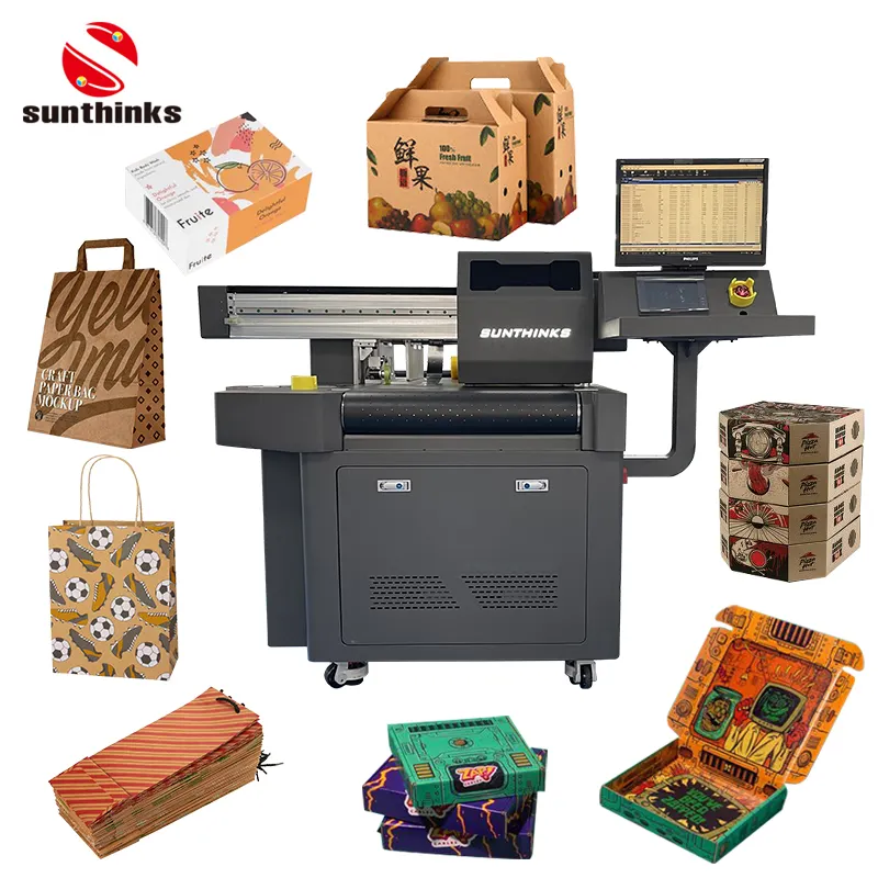 Sunthinks Digital Paper Boxes Single Pass Printing Machine Corrugated Cardboard Printing Single Carton Printer With Auto Feeder