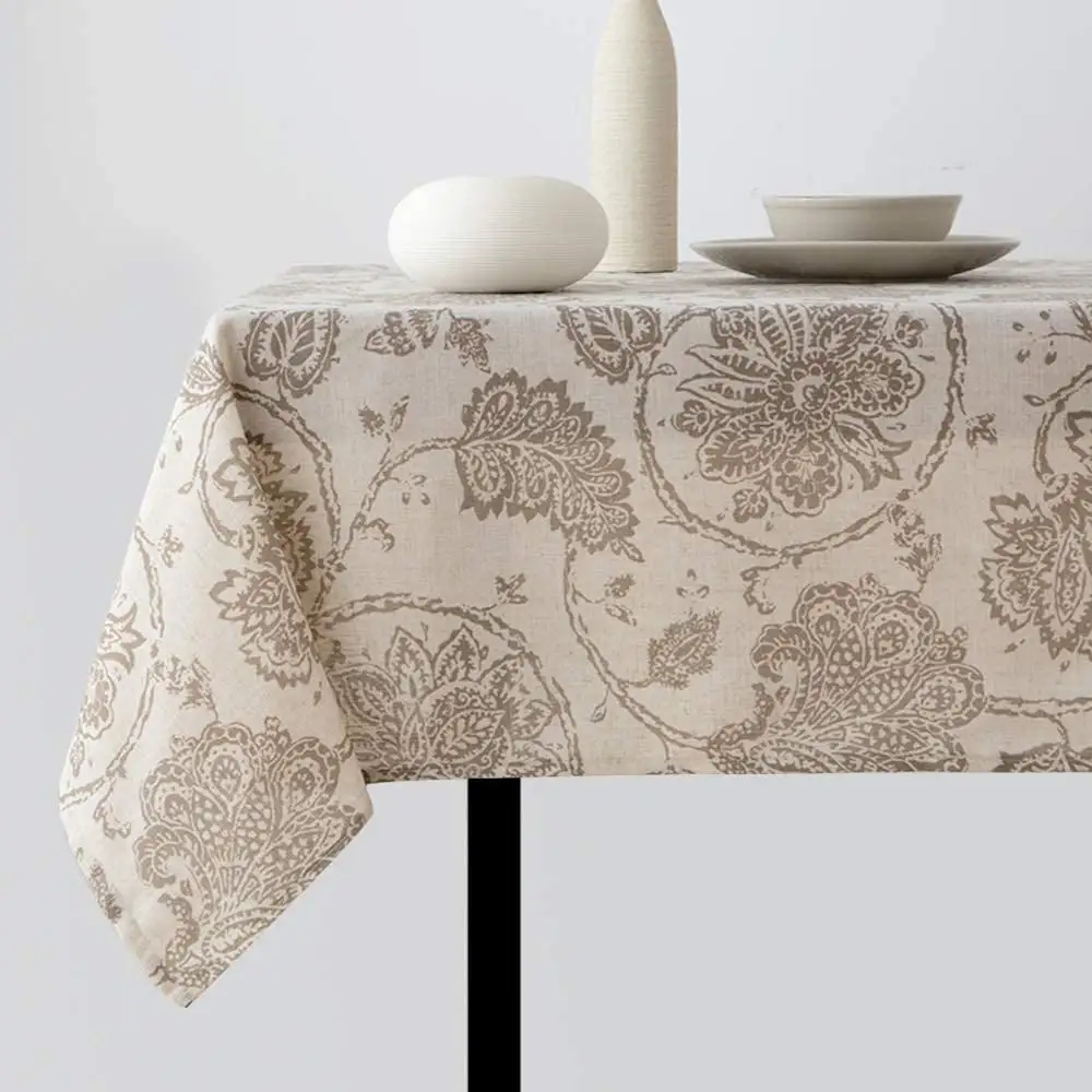 Mantel de algodón con estampado floral para mesa de comedor, mesa de patio, mesa de picnic, mesa de buffet de hotel