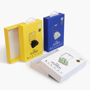 Personalizado al por mayor colorido impreso teléfono caso auricular papel caja de regalo de cartón reciclable electrónica caja colgante caja de embalaje