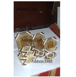 El yapımı kemik kakma ahşap Modern desen fotoğraf mobilya çerçevesi ve Coaster kutusu yılbaşı dekoru düğün hediyesi ev dekor için - Product Image 4