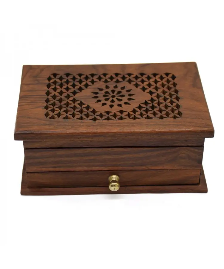 Caja de tallado de madera personalizada, con llave de bloqueo, joyería, último diseño, producto hecho a mano