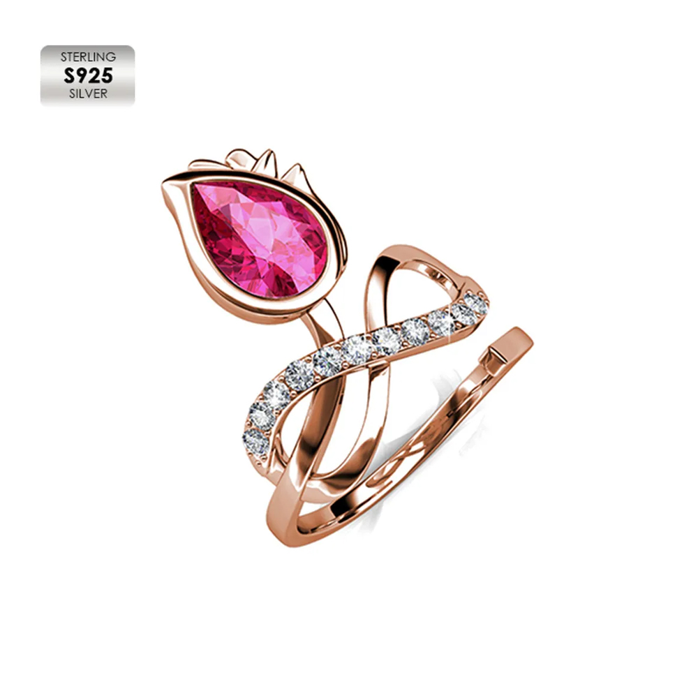S925 with 18K Rose gold plated cocktail statement ring