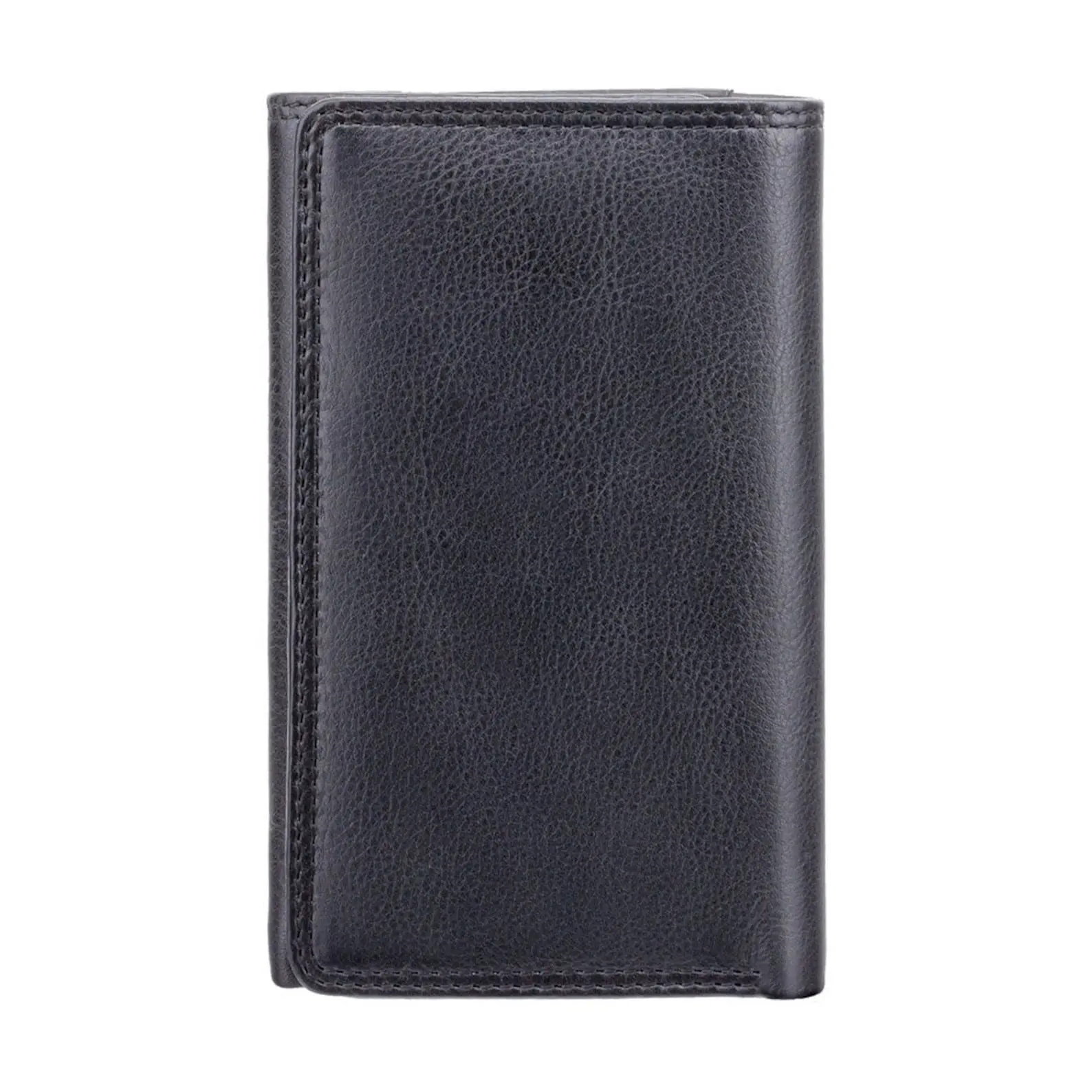 Rfid Tri Fold Purse Real Leather Tri Fold Large Purse Black Ladies Wallet Id Card Case In The Exterior TDW-0069