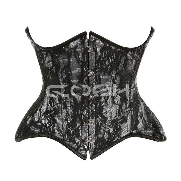 Grey Satin With Black Mesh