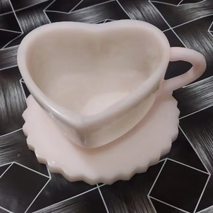 现代时尚心形树脂茶杯套装环保一次性饮水器Ins风格洗碗机安全带杯垫