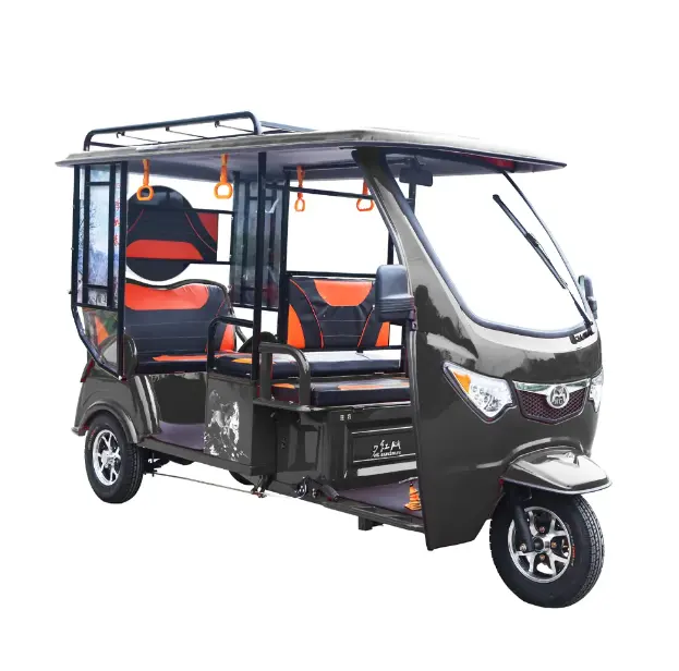 900W Tricycle Électrique 100AH 5 Passagers Tricycle Semi-Fermé E Rickshaw