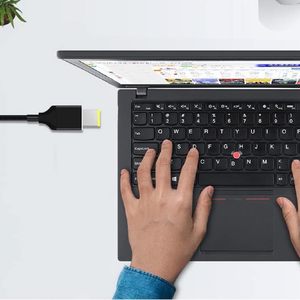 USB C ince uçlu dizüstü bilgisayar şarj kablosu, USB Tip C erkek Thinkpad, Lenovo Yoga için kare dönüştürücü 100W PD girişi - Product Image 2