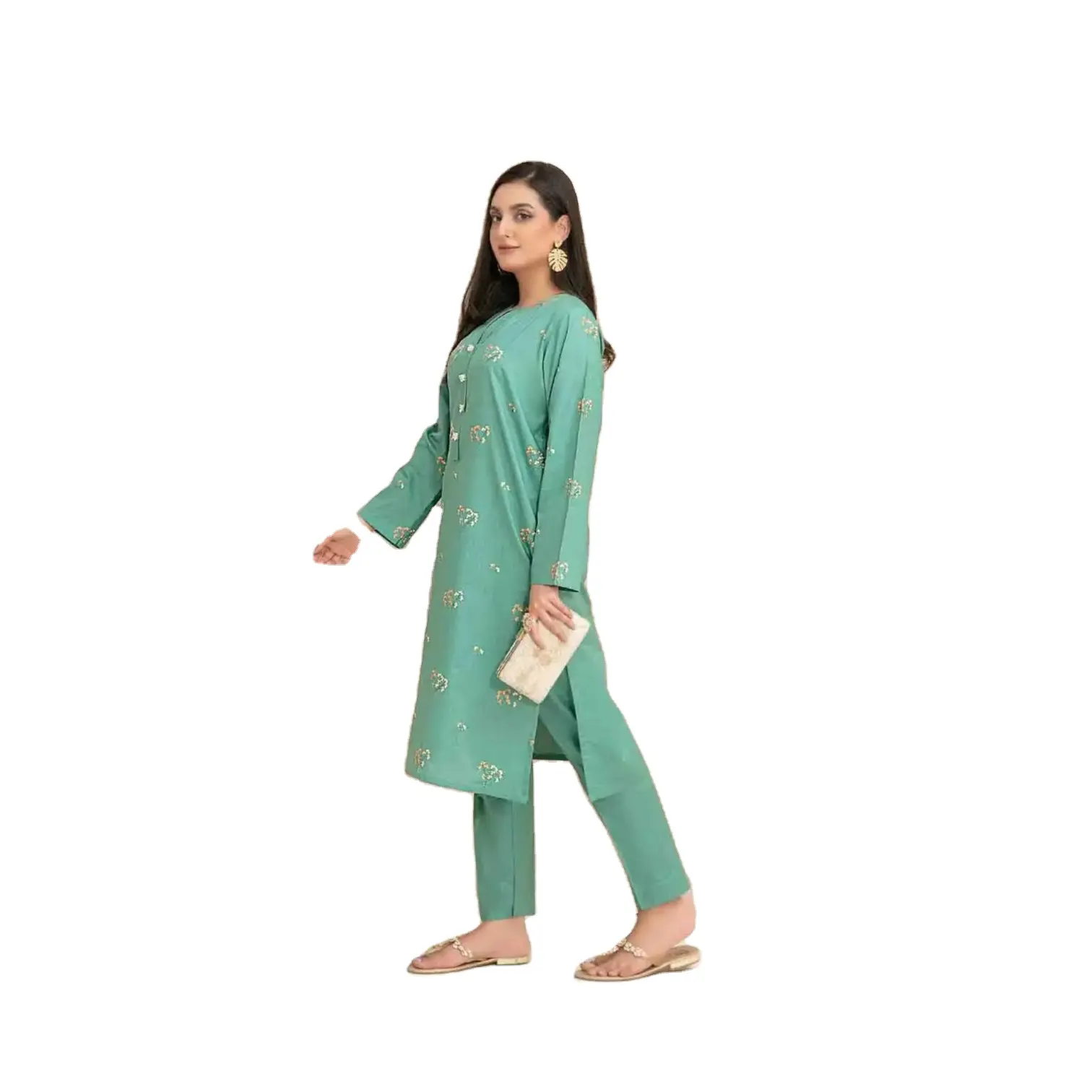 Pakistan dikişli işlemeli pamuk 2-Piece koleksiyonu 2024 kadınlar yaz elbisesi kadınlar yüksek kalite bayanlar giyim