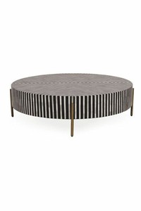 コーヒーテーブル真鍮金属クラッディングベース大きなコーヒーテーブルユニークなコーヒーテーブル骨インレイ2025 - Product Image 5