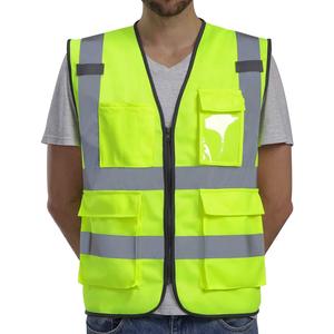 Vêtements de travail confortables de gilet de <span class=keywords><strong>s</strong></span>écurité de visibilité élevée avec des caractéristiques de protection réfléchissantes de fermeture à glissière - Product Image 4
