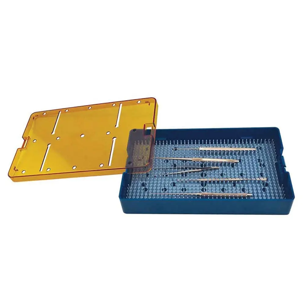 Oftalmik silikon, kotak disinfeksi instrumen medis autoklaf silikon ukuran L/M/S untuk kotak instrumen bedah mikro
