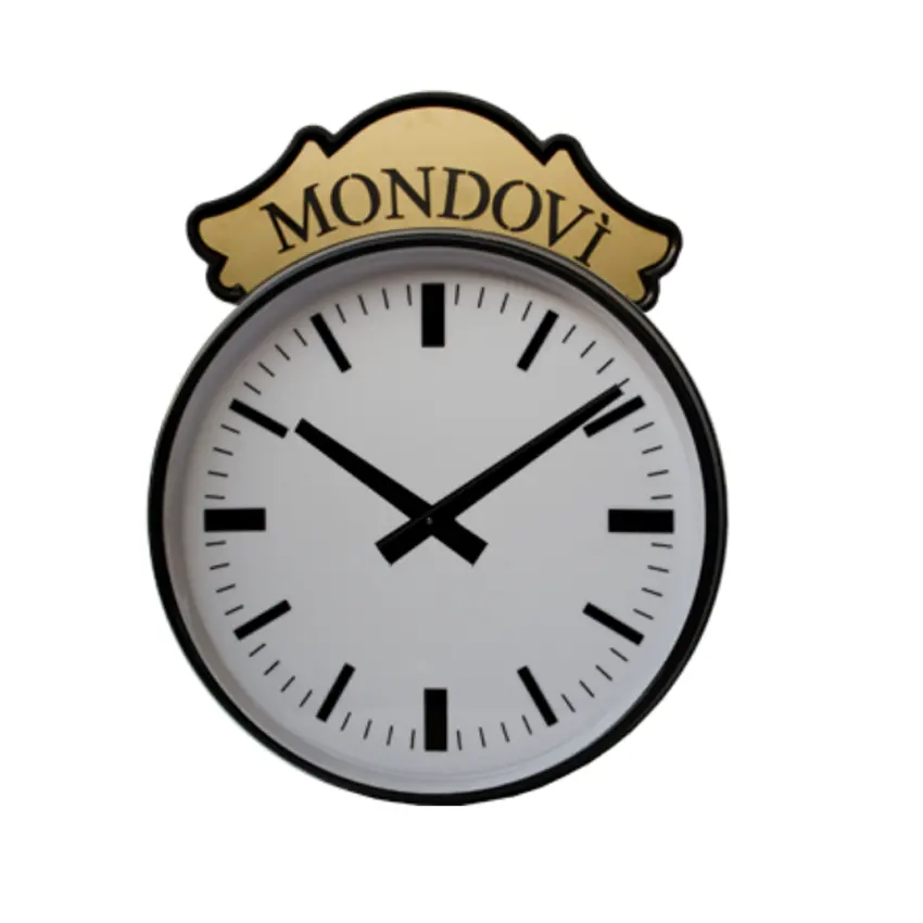 Made in Italy Modern Custom 1 Sided Street Clock with Header GPS Synchronization for Public Places, Parks, Gardens, Golf Courses