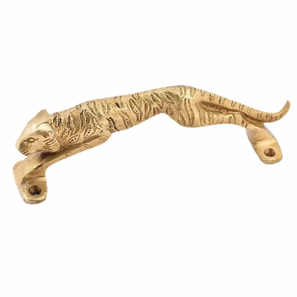 Poignée de porte en forme de tigre en laiton de conception moderne classique avec poignée de porte plaquée or à bas prix