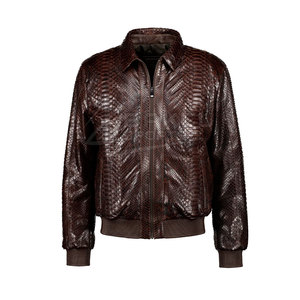 In New Stock Low MOQ Python Leather <strong>Jacket</strong> Oem Service Manufacturer Python Leather <strong>Jacket</strong> - Product Image 1
