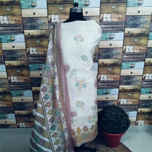Lüks pamuk pantolon seti yetişkinler için şık ve rahat ipek şalvar elbise düğün parti ve baskı tasarımı ile etnik giyim - Product Image 1