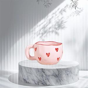 手工陶瓷杯带茶托陶瓷咖啡杯手柄马克杯带盘子现代陶瓷不倒翁套装咖啡杯套装