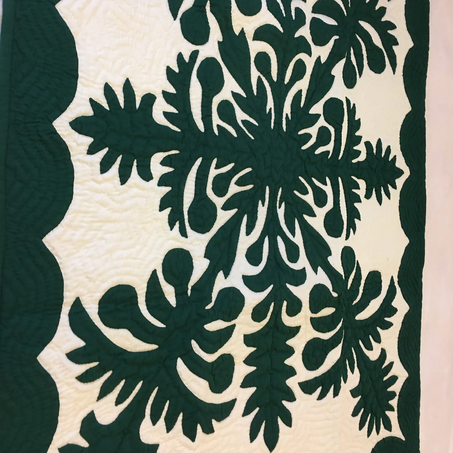 Awaiian-colcha con dos fundas de almohada, Colcha verde con bordado hecho a mano para cama de 90 pulgadas por 100 pulgadas, hecho a mano