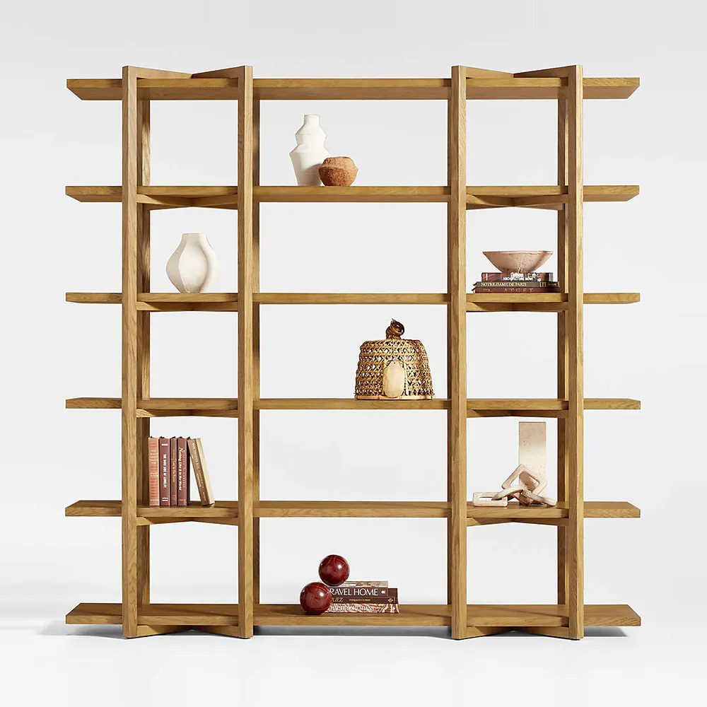 Ripiano per libri in legno di quercia di fascia alta personalizzato a 6 strati ripiano di stoccaggio in legno massiccio libreria divisorio