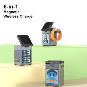 ลำโพง BT 6 in 1ที่ชาร์จไร้สายสำหรับ iPhone 16 15 14 13 12สถานีชาร์จเร็วสำหรับ Apple Watch 9 8 7 6 5 4พร้อมนาฬิกา - Product Image 1
