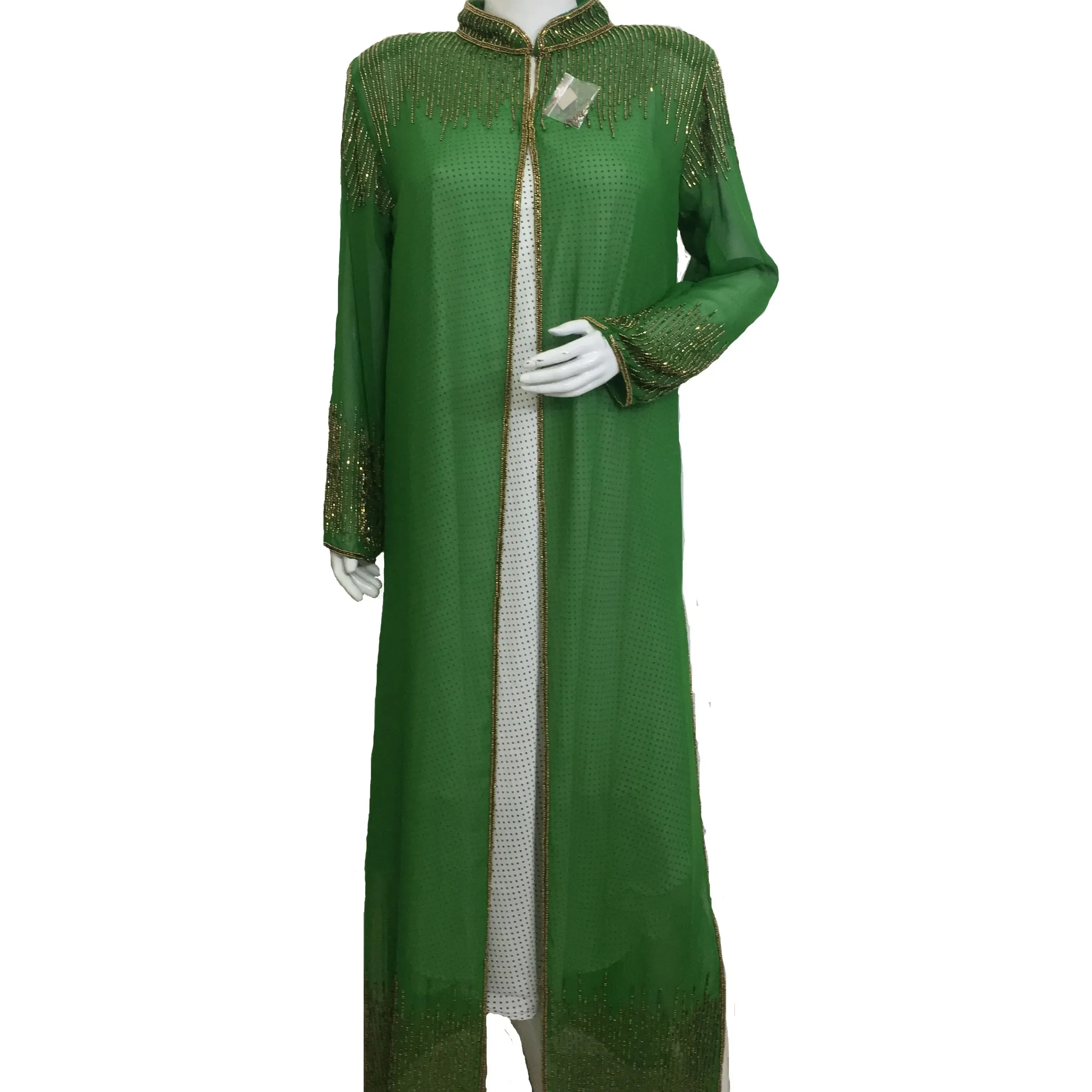 Abrigo largo de estilo árabe con correa de espagueti para cubrir, abrigo largo con abertura frontal de Georgette Abaya Kaftan, para mujer, a la mejor oferta y a la mejor oferta