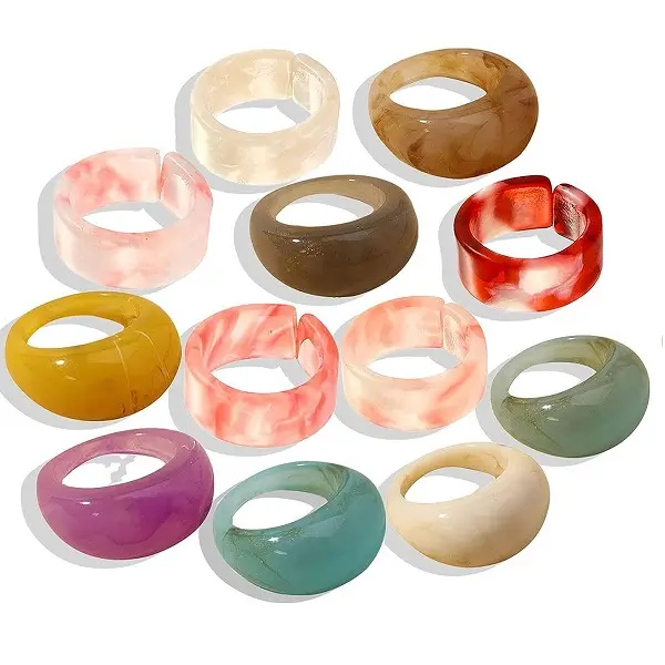 Personalizado jóias baratas Resina misturado cor do anel personalidade para homens mulheres Resina Anéis