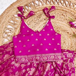 女童<span class=keywords><strong>Lehenga</strong></span> <span class=keywords><strong>Choli</strong></span>衬衫Gota蕾丝乔其纱丝绸民族婚纱礼服非常适合时装店精品店