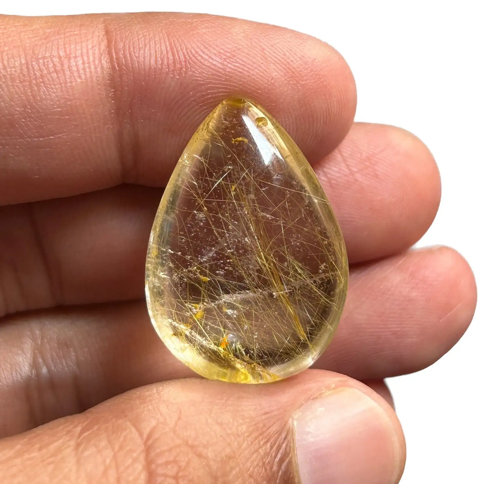 Hermosa colección 2023 Impresionante 34,10 Natural Golden Rutile Quartz Cabochon Piedra preciosa suelta Listo para enviar Directo desde India Gem