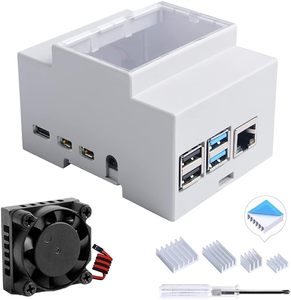 <strong>Case</strong> for <strong>Raspberry</strong> <strong>Pi</strong> 4B/3, DIN Rail <strong>Case</strong> Cover Enclosure with Fan for <strong>Raspberry</strong> <strong>Pi</strong> 4 - Product Image 1