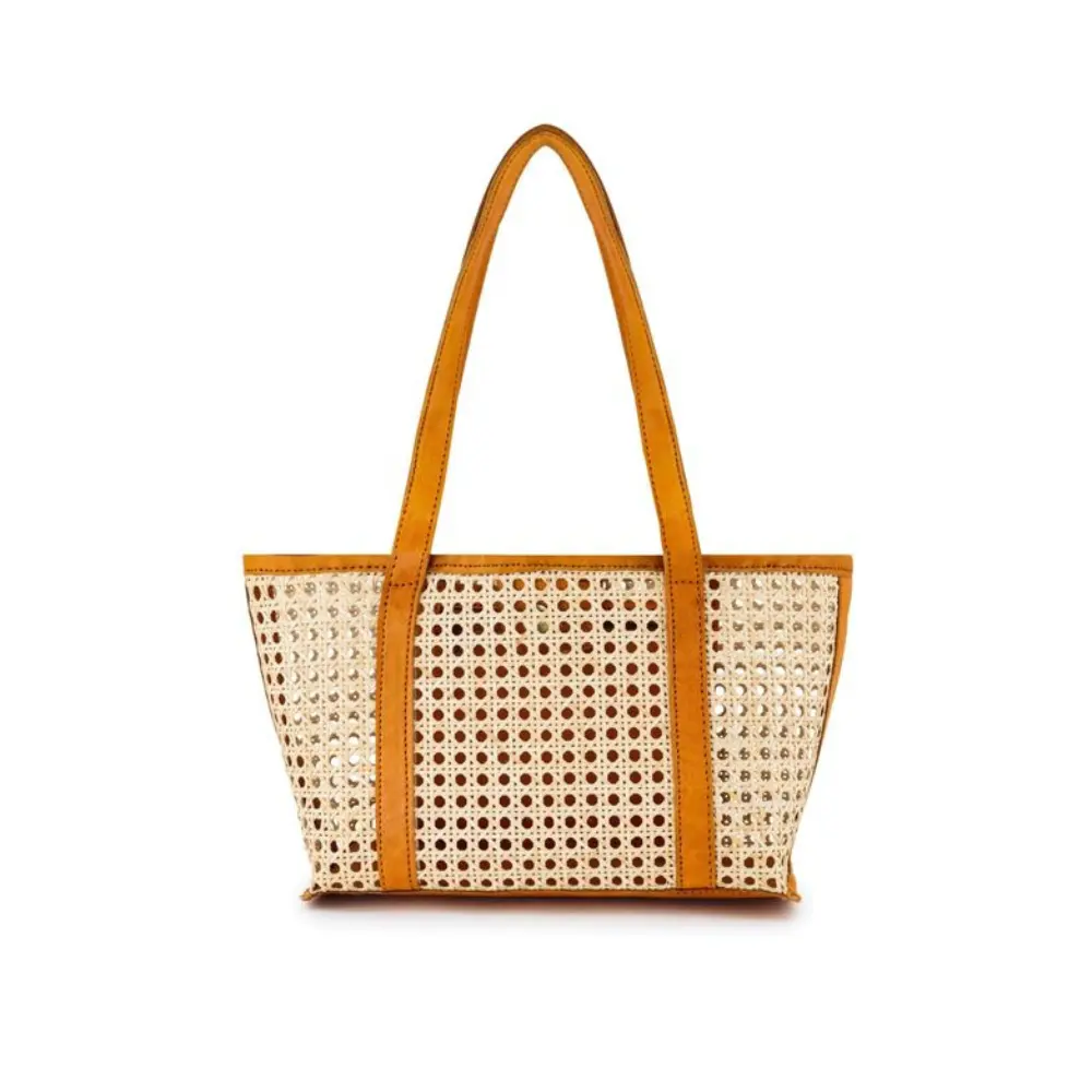 Amazon sıcak satış Vintage Bohemian Rattan Tote çanta şık saman plaj çantası moda kadınlar için yaz tatili için