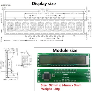 DM8BA10 LCD-Modul blauer Bildschirm 10-Bit 16-Segment-LCD-Display-Modul Panel DM8BA10 DC 5V TM1622 Chip - Product Image 6