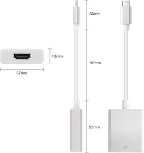 <strong>USB</strong> C to <strong>HDMI</strong> Adapter 4K Aluminum <strong>USB</strong> Type C to <strong>HDMI</strong> Adapter Cable Supports Smartphone Tablet Laptop Projection to TV or Monitor - Product Image 1