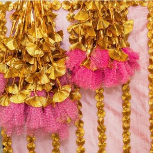 Vintage &amp; Modern Gota Wall Hanging &amp; Indian Garland Wedding Backdrop Elegant Fabric Decor <strong>String</strong> for Mehndi Haldi Celebrations