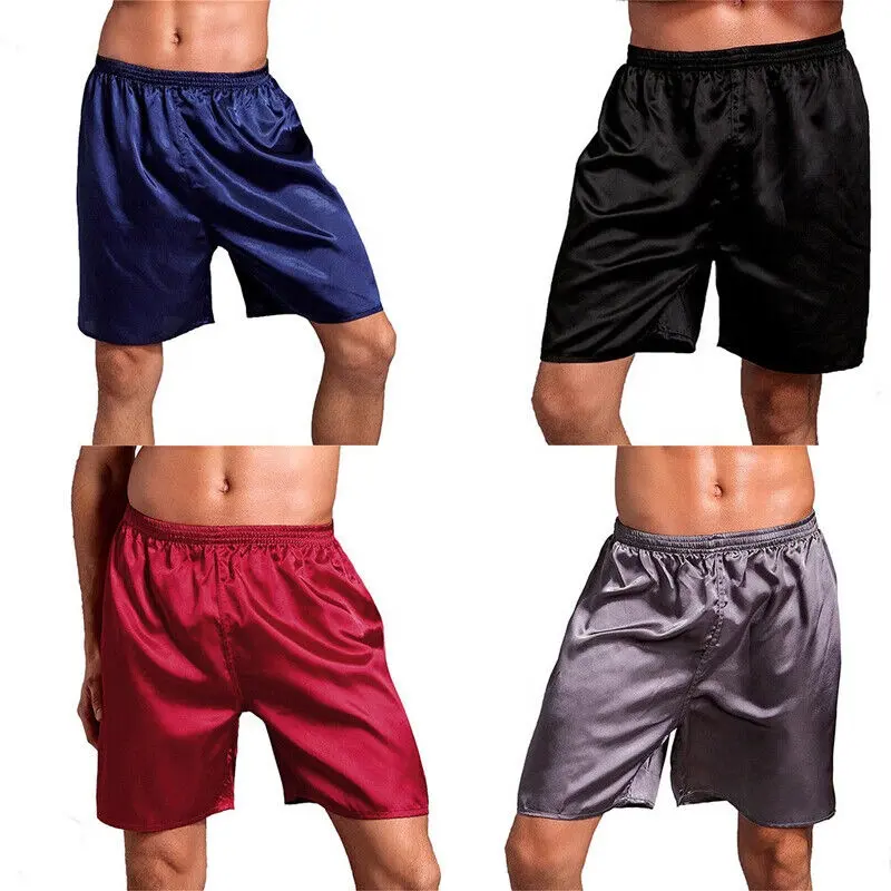 Boxer en Satin de soie multicolore pour homme, sous-vêtements, pantalons de nuit, Pyjamas tendance