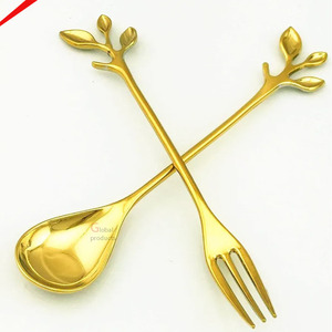 漂亮的蛋糕服务器和刀镀金压花花，带树枝手柄 - Product Image 3