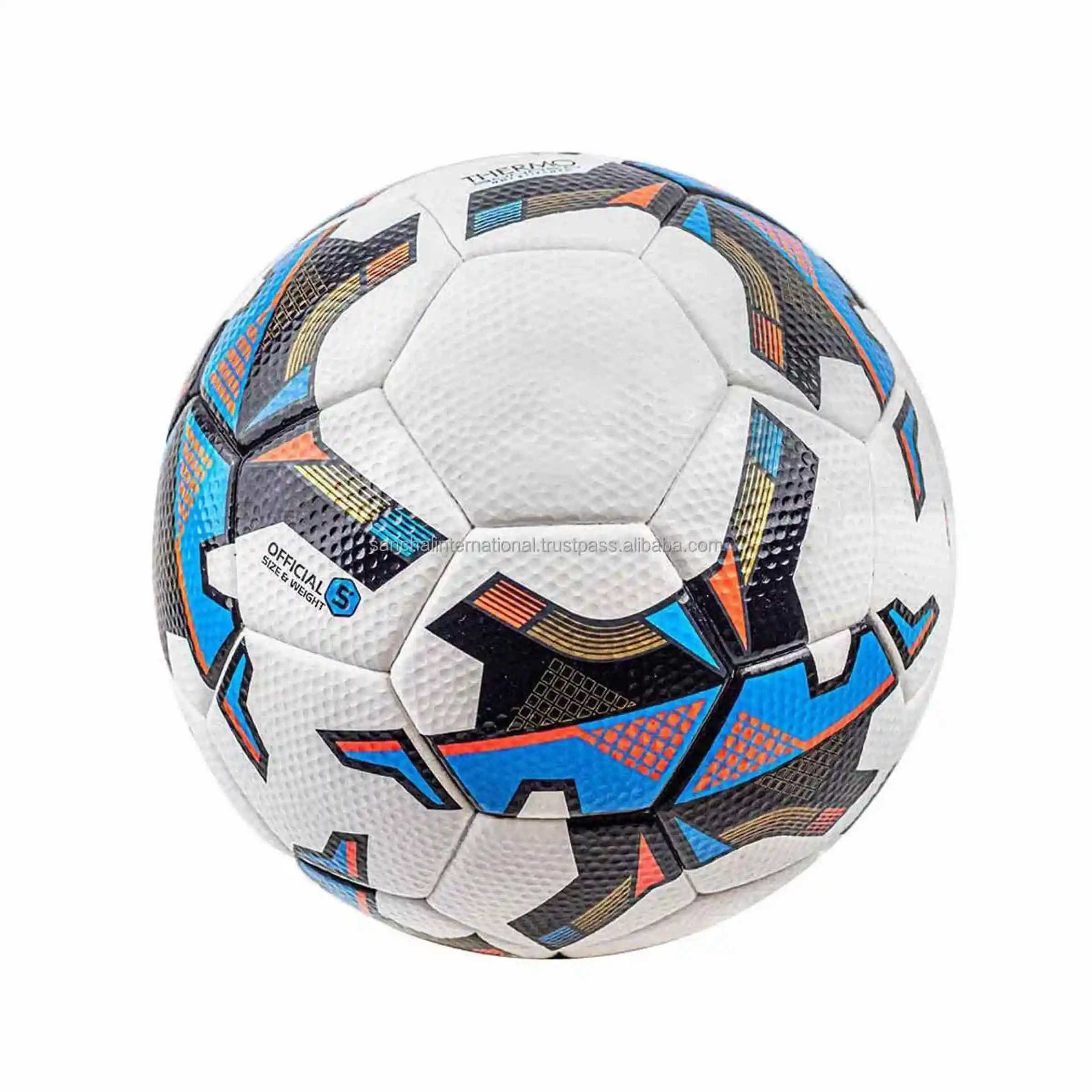 BALÓN DE FÚTBOL THERMO Diseño de impresión personalizado para bolas de partido Precio barato 2024 nuevo 32 panel con hoyuelos peso de tamaño personalizado