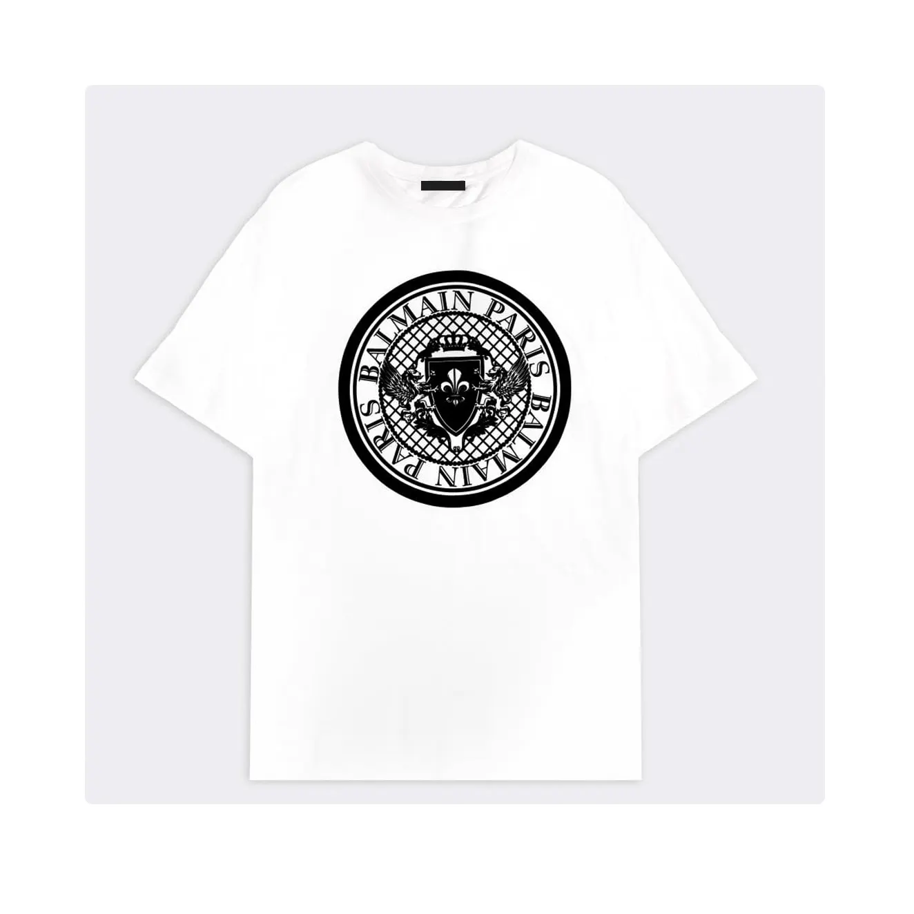 Branco Flocado Coin T-Shirt Respirável Straight Cut Moda Logotipo Personalizado Impressão Manga Curta Casual Tee