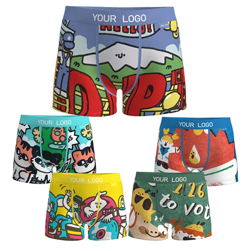 Menino boxer breve shorts crianças underwear personalizado spandex swimwear praia shorts impressos meninos nadar troncos