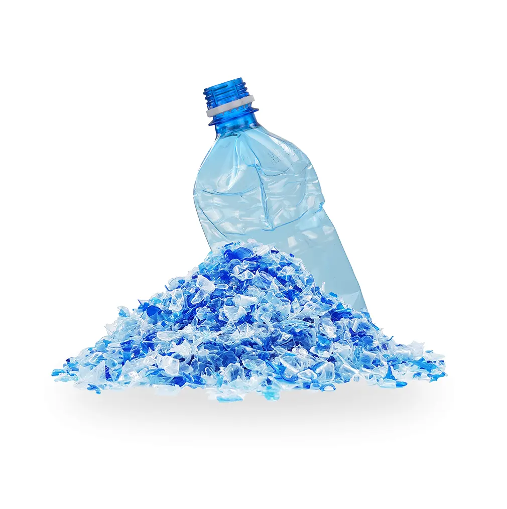 Copos de PET reciclados lavados en caliente limpios/Chatarra de botella de plástico para mascotas a la venta