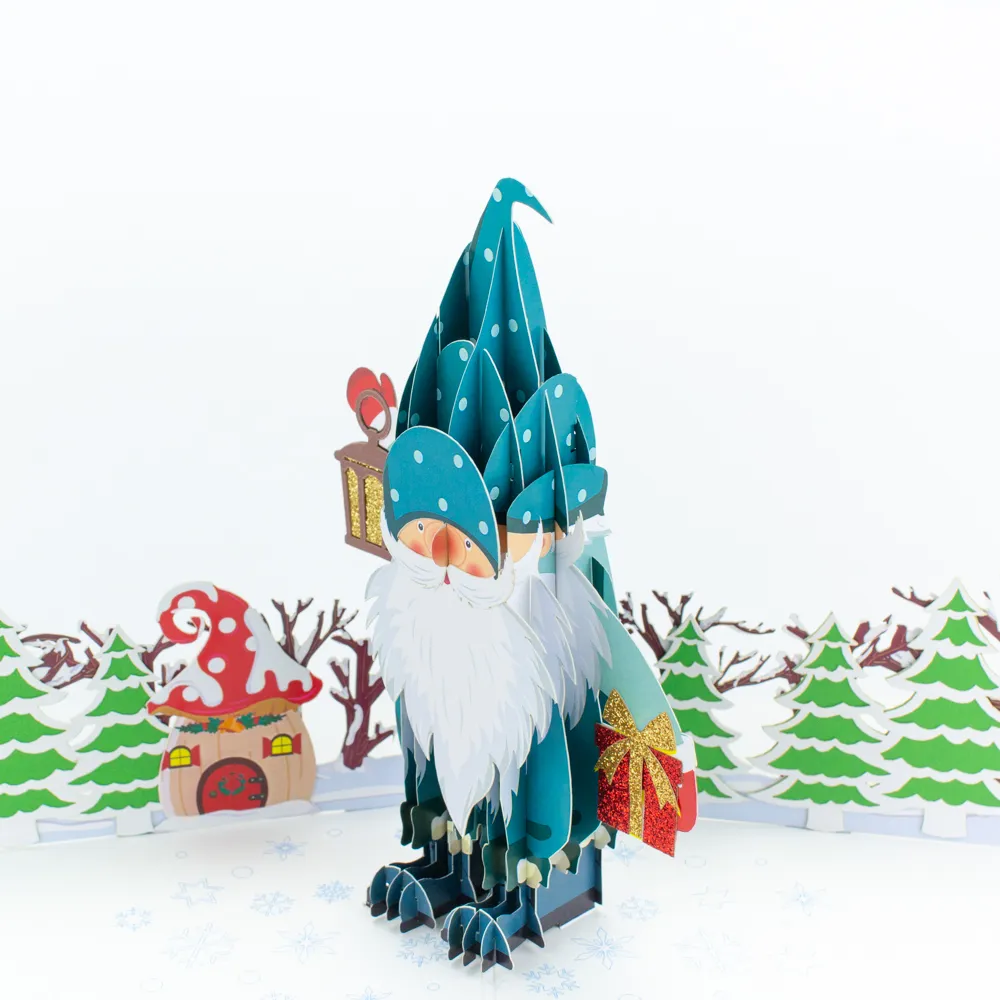 Albero di natale 3D Pop-Up cartolina di Natale scintillante fantasia biglietto di auguri albero di natale benedizione regalo di messaggistica artigianale