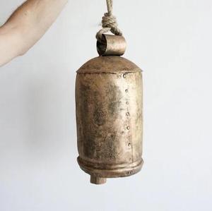 乡村复古巨型牛铃手工金色金属工艺品家庭花园圣诞时尚产品
