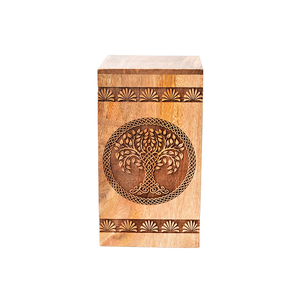 Büyük tik ahşap kremasyon Urn kişiselleştirilmiş 'hayat ağacı' evcil hayvanlar için ev kutusu ile kazınmış cenaze külü vazosu - Product Image 1