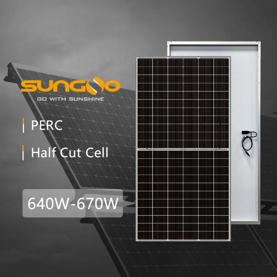 SUNGO पीवी मॉड्यूल निर्माता सीधे बिक्री सस्ते आधा सेल मोनो 640W 650W 660w 670w सौर पैनल सीई टीयूवी प्रमाण पत्र के साथ