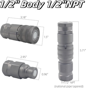 FF 1/2 ''NPT cho <span class=keywords><strong>bobcat</strong></span> Skid chỉ đạo phẳng mặt thủy lực nhanh chóng ngắt kết nối couplers với bụi mũ cho các bộ phận thủy lực - Product Image 2