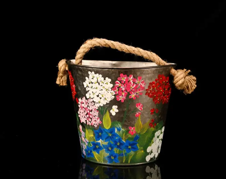 Vasi per fioriere per fiori in metallo zincato decorativo da giardino di natale con finitura antica a prezzo all'ingrosso di grossisti