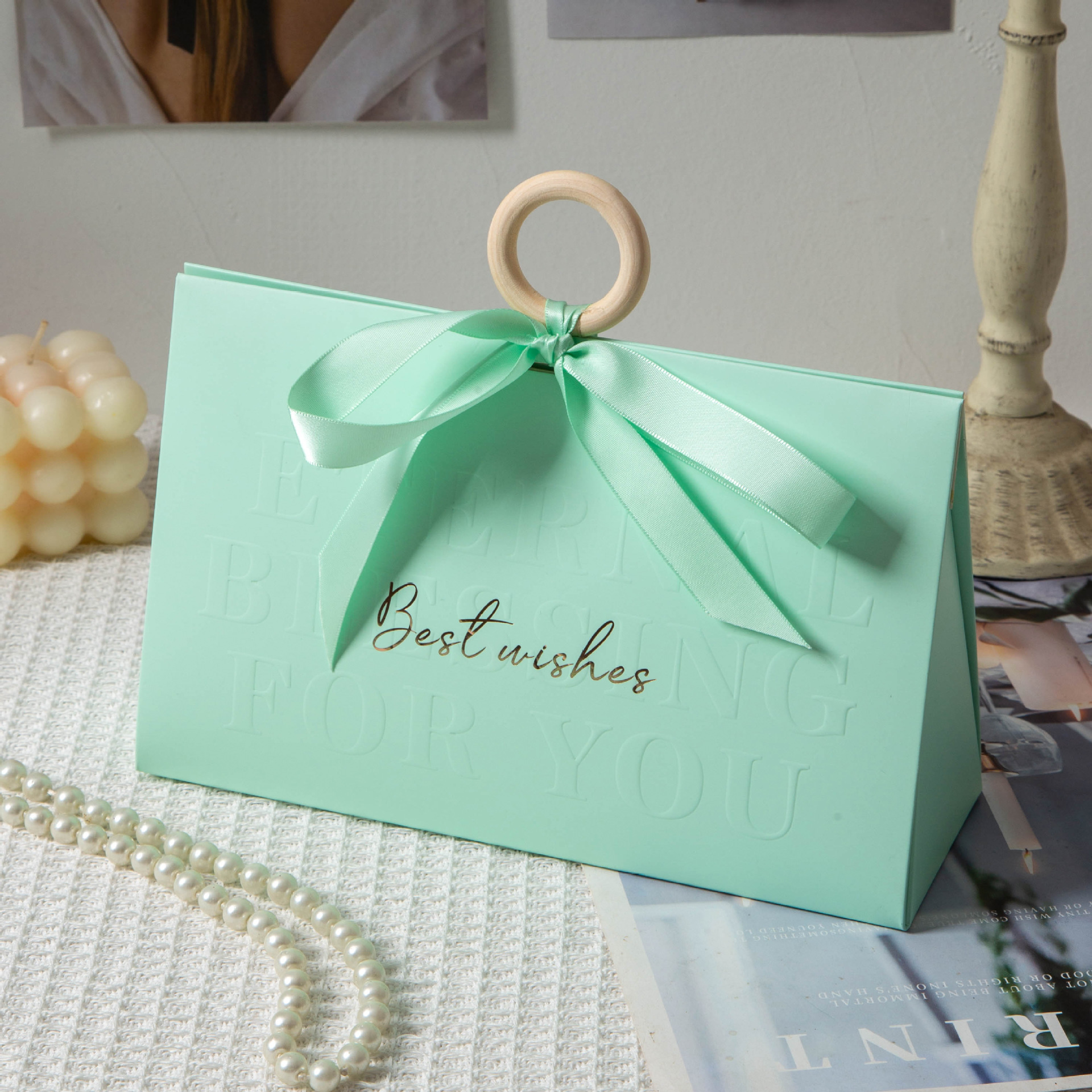 Mint green - 22*7.5*14 (with wooden ring)