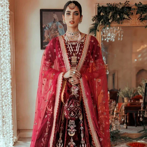 2024 SSUMAIRA koleksiyonu ile 3 adet özel dikişli işlemeli ham ipek Choli işlemeli Net ve işlemeli kadife <span class=keywords><strong>Lehnga</strong></span>
