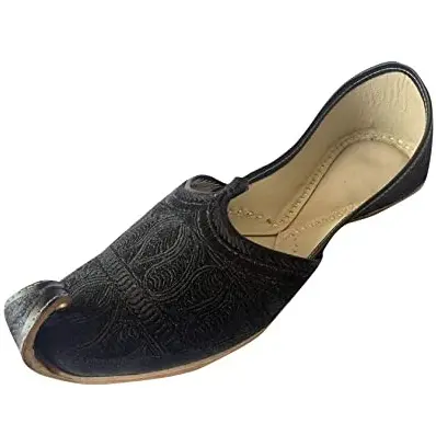 Туфли Khussa мужские с вышивкой, печать на заказ, черные, на плоской подошве, пакистанский стиль, хорошего качества