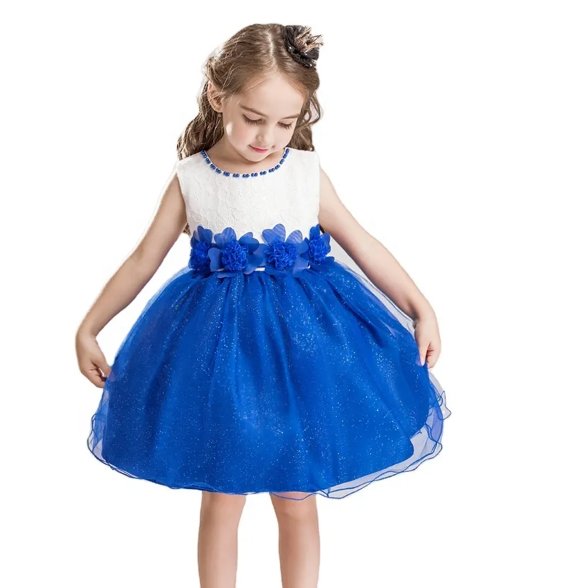 De boa qualidade flor menina vestido para o casamento Stereo bordado Birthday party dress para 6 anos Bead Design para vestidos de criança